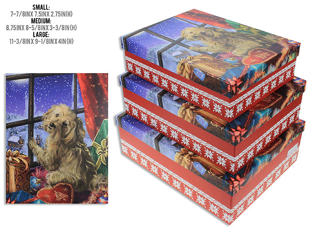 Christmas Puppy Rectangle Gift Box Large
