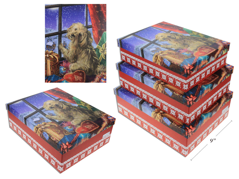 Christmas Puppy Rectangle Gift Box Medium