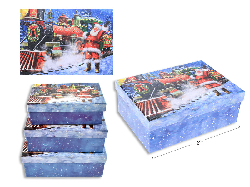 Christmas Traditional Rectangle Glitter Lid Gift Box Large