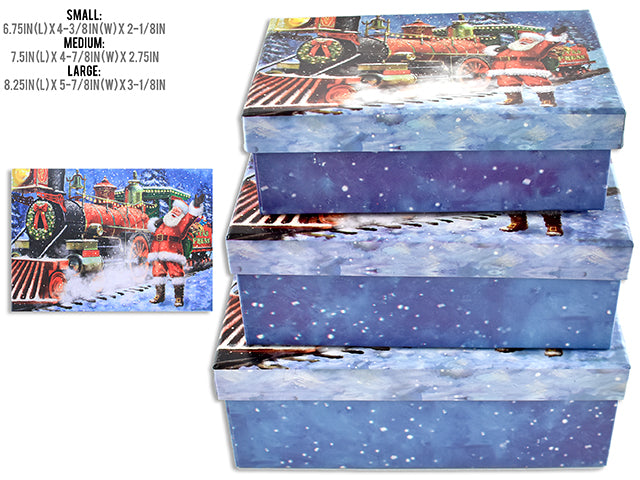 Christmas Traditional Rectangle Glitter Lid Gift Box Medium
