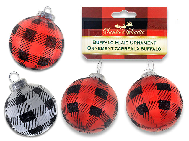 Glitter Buffalo Plaid Ornament