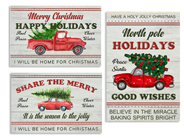 Christmas Embossed Metal Old Fashion Signs Country