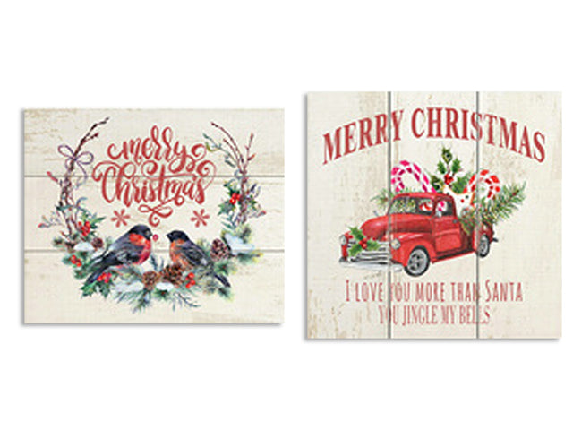11.75in x 11.75in Xmas Embossed Metal Old Fashion Signs - COUNTRY. 2 Asst. Styles. Cht.