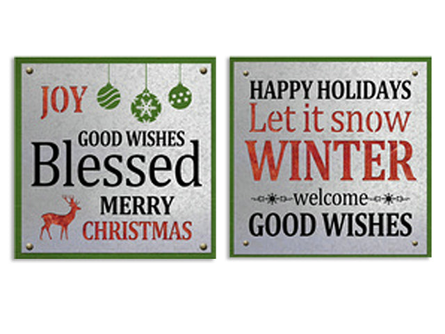 Christmas Embossed Metal Old Fashion Signs Galvanize