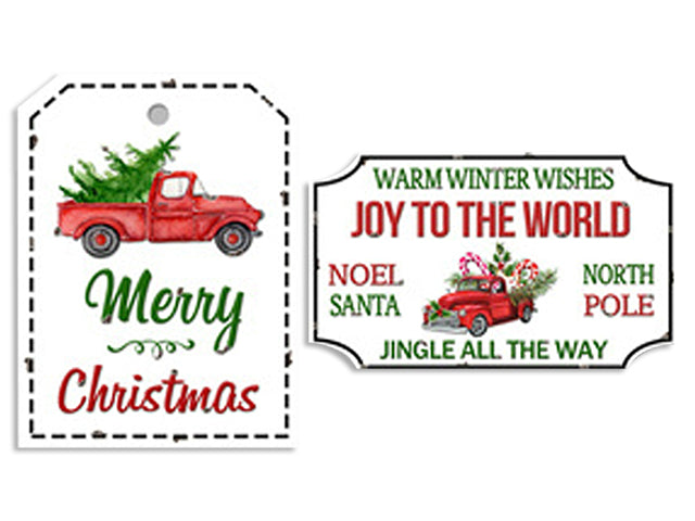 Christmas Embossed Metal Old Fashion Signs Christmas Truck