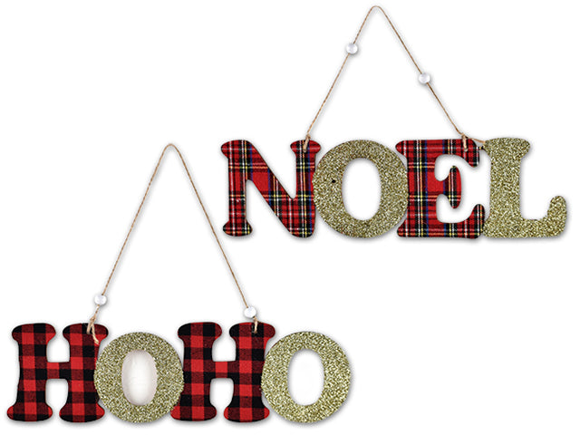 Christmas Die Cut Buffalo Plaid Hanging Plaque