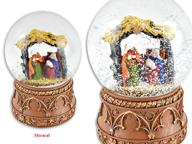 Christmas Wind Up Musical Nativity Scene Water Globe With A Embossed Base