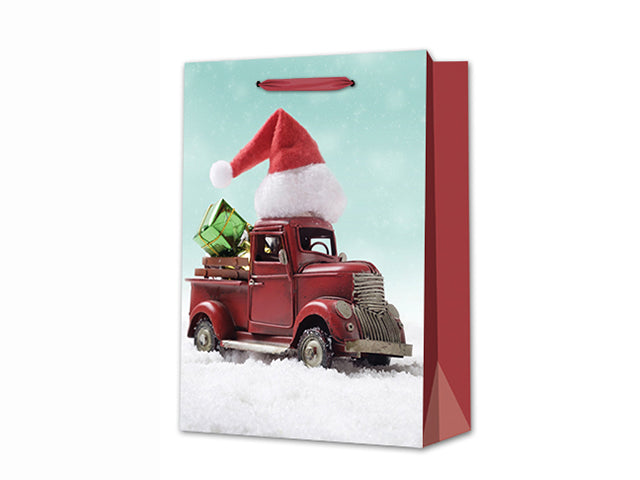 Christmas Matte Photographic Truck Or Present Large Gift Bag