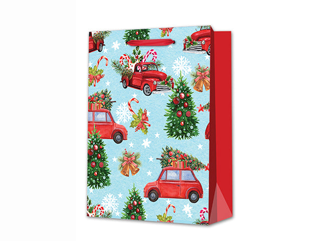 Christmas Matte Cartoon Truck Medium Gift Bag