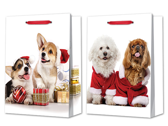 Christmas Matte Photographic Dog Friends Large Gift Bag