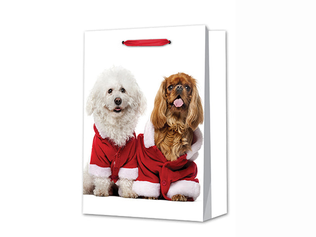 Christmas Matte Photographic Dog Friends Jumbo Gift Bag