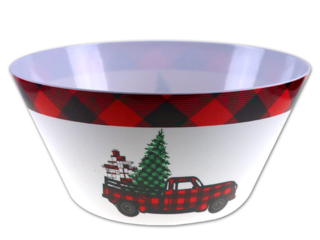 Round Christmas Truck Melamine Serving Bowl