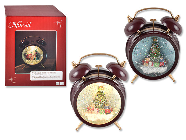 Glitter Water Vortex Christmas Scene Alarm Clock