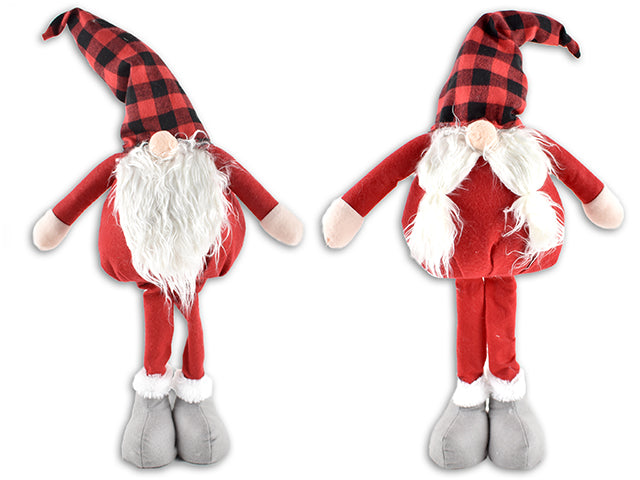Red And Black Buffalo Plaid Plush Standing Gnome