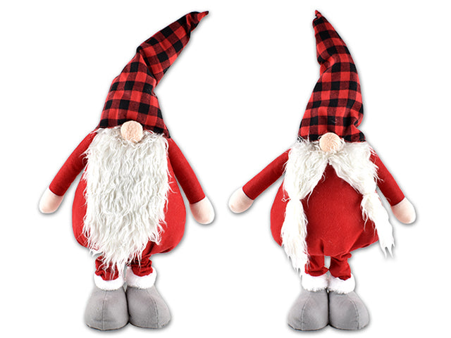 Red And Black Buffalo Plaid Plush Standing Gnome