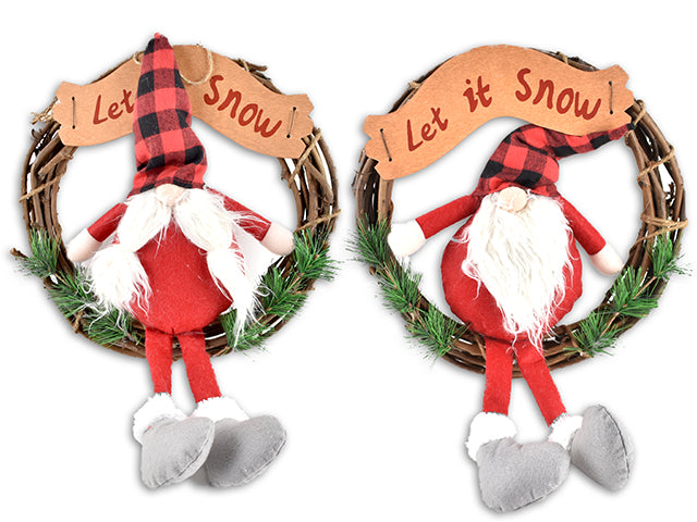Red And Black Buffalo Plaid Plush Gnome Welcome Wreath