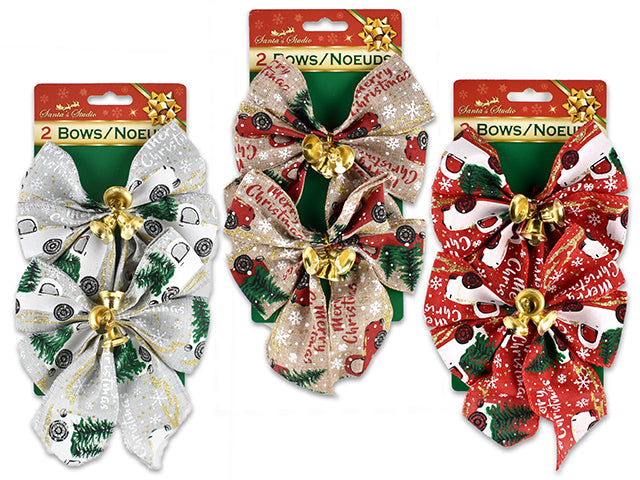 Christmas Truck Printed Fabric Bow