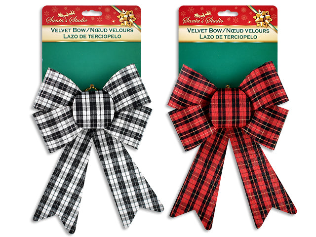 Christmas Buffalo Plaid Fabric Bow