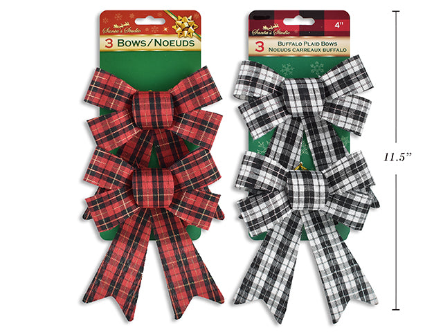 Christmas Buffalo Plaid Fabric Bow