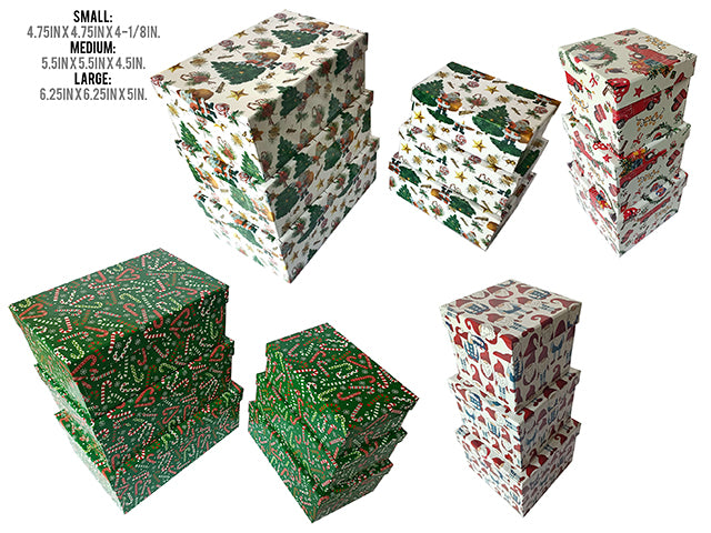 Christmas Glossy Ornament Square Gift Boxes Medium