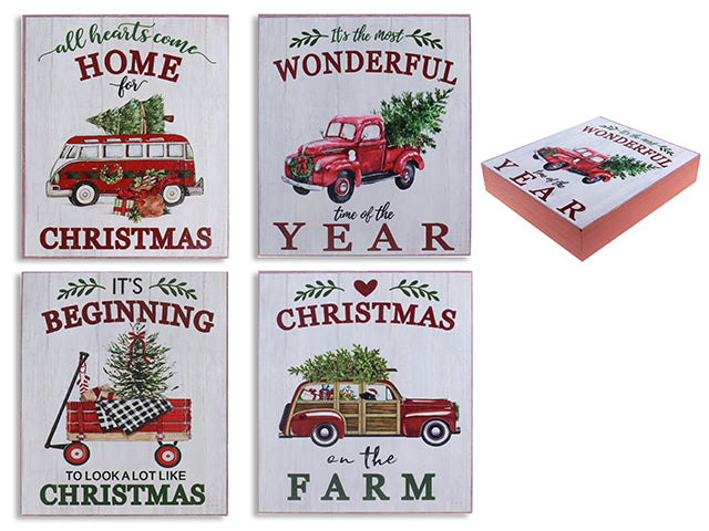 Vintage Style Christmas Truck Plaque