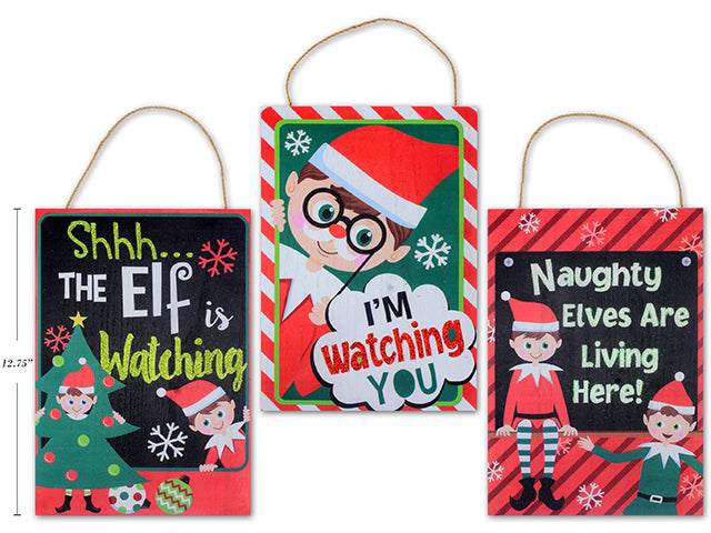 Christmas Elf Saying Rectangular Plaque With A Jute Hanger