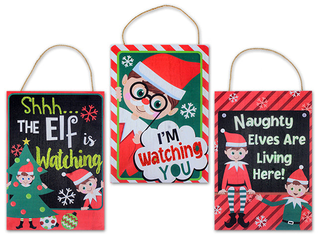 Christmas Elf Saying Rectangular Plaque With A Jute Hanger