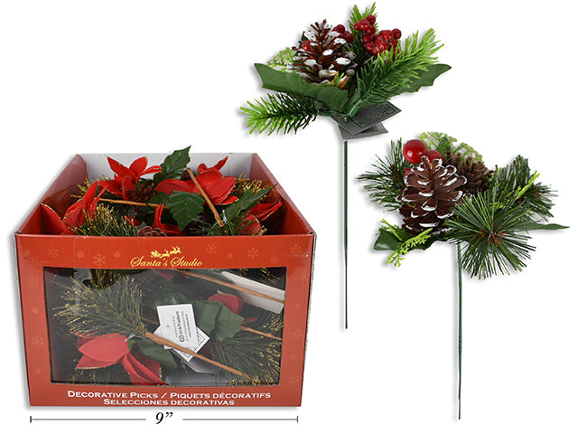 Christmas Traditional Pine Cones With Holly Berries Picks