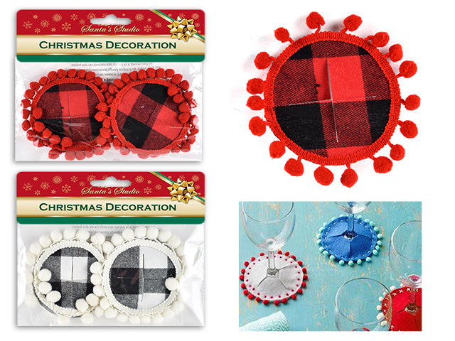 Christmas Buffalo Plaid Stemware Coaster Sleeve