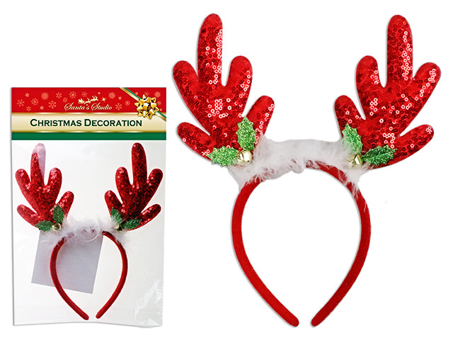 Christmas Sequin Reindeer Antler Headband