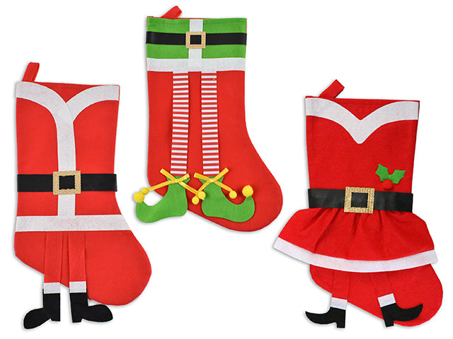 Christmas Felt Santa Or Elf Suit Stocking