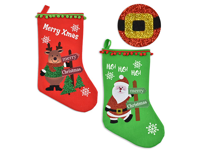 Christmas Printed Stocking With Glitter
