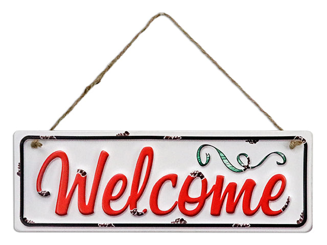 Christmas Embossed Metal Welcome Sign