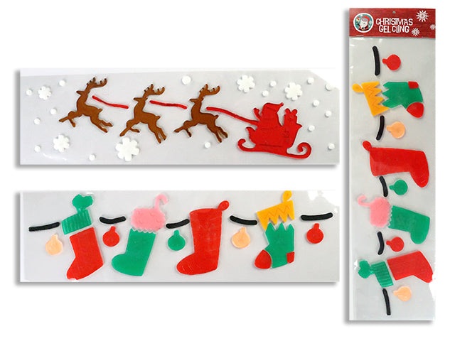 Xmas Gel Cling Banner. Sheet Size: 19.5In X 5.75In. 2 Asst.Styles. Pbh.