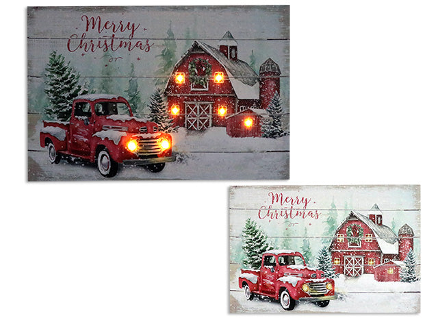 Christmas LED Country Truck Canvas Painting