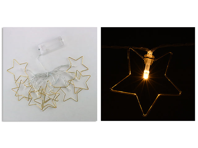 Christmas Battery Operated Led Metal Star String Lights