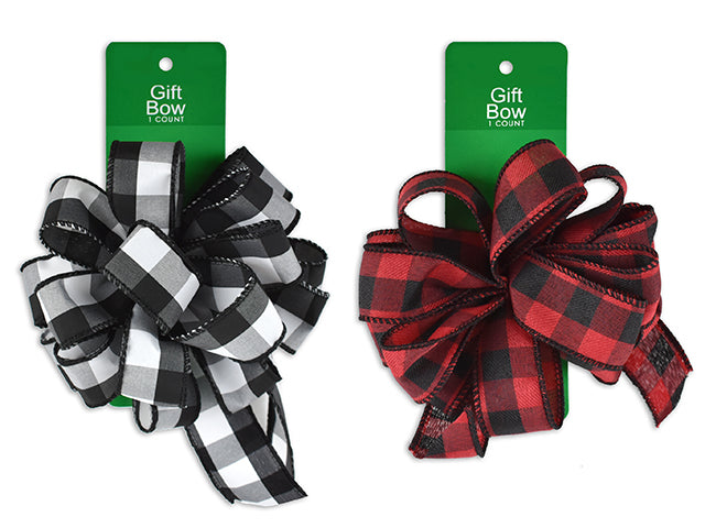 Christmas Buffalo Plaid Wired Ribbon Gift Bow