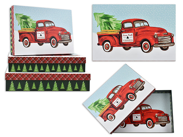 Christmas Matte Truck Rectangular Gift Box Small