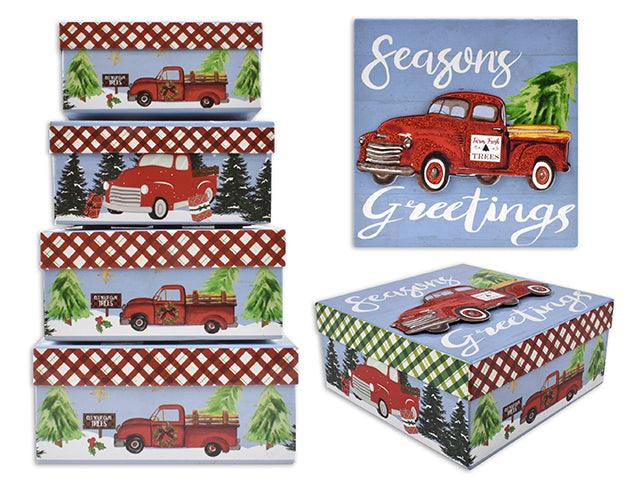Christmas Matte Tip On Truck Rectangular Gift Box Small