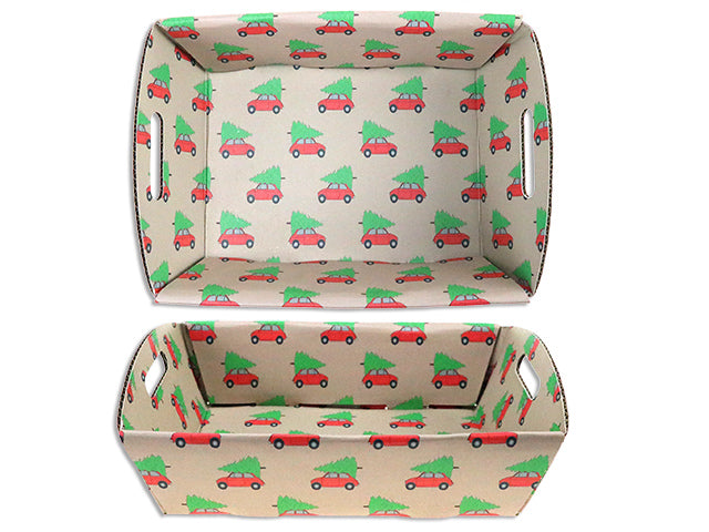 10.5in Xmas TRUCK Paper Gift Tray Kit. Incl: Cello Bag / Ribbon Tie / Gift Tag.