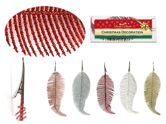 Christmas Glitter Feather Clip