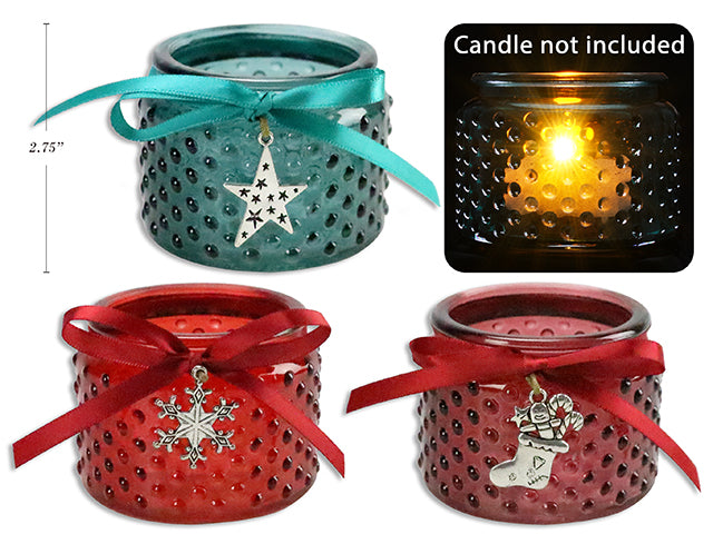 Christmas Frosted Glass Candle Holder