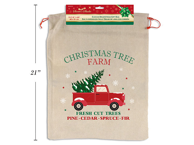 Christmas Truck Canvas Drawstring Bag