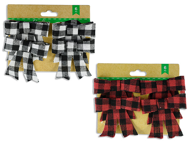 4Pk 3In X 3In Xmas Buffalo Plaid Bow Clips. 2 Asst.Colours. T.O.C.