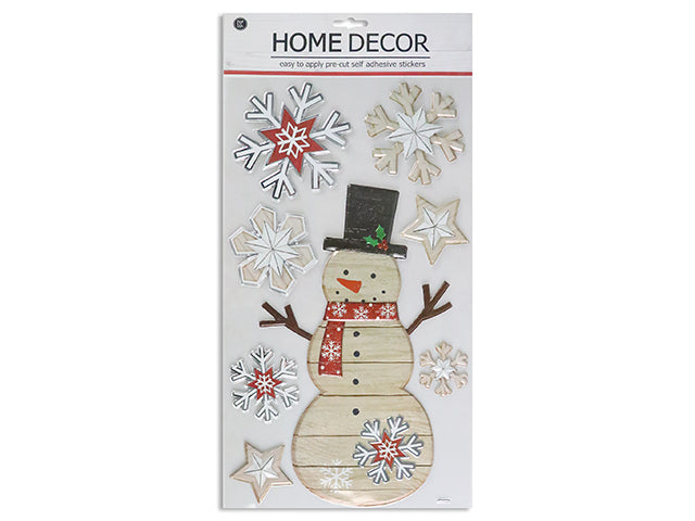 Xmas Pop Up Wooden Style Room Decor Wall Stickers. Polybag W/Insert.