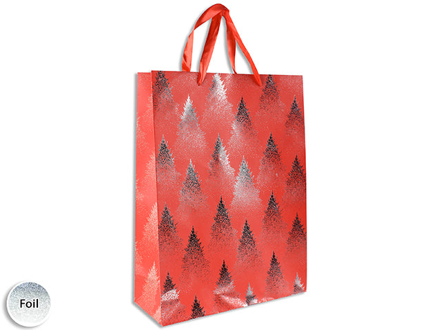 Xmas Matte W/Silver Engraved Foil Gradient Giftbag - Jumbo W/Satin Handle. J-Hook.