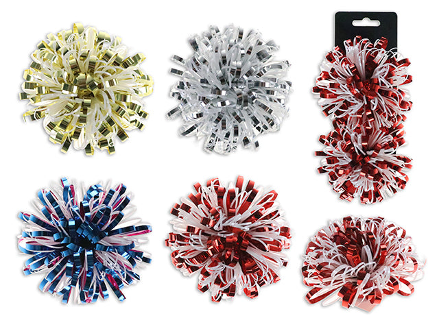 2Pk ??In Xmas 2-Tone Tinsel Gift Bow. 4 Asst.Colours. T.O.C.