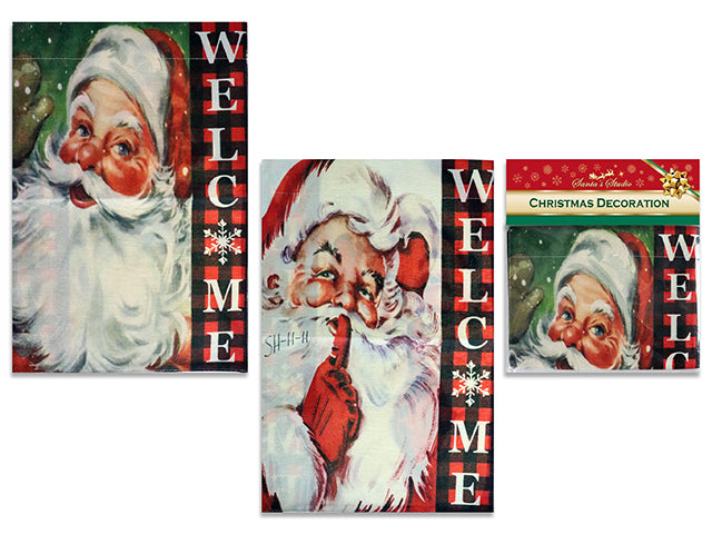 17.75In X 11.75In Xmas Vintage Santa Polyester Garden Flag. 2 Asst.Styles. Pbh.