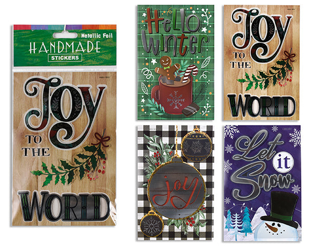 Xmas Handmade Mettalic 3D Tip-On Wall Decor Stickers. Sheet Size: 7.25in x 5in. 4 Asst. Pbh.