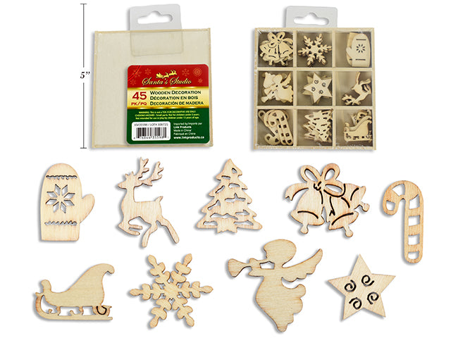 Christmas Die Cut Wooden Decor In Wooden Box